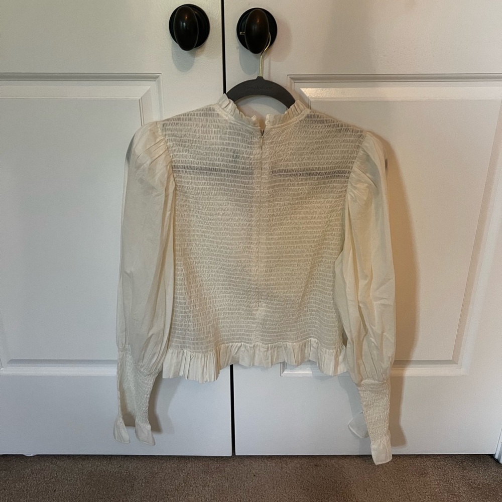 FARM Rio White Ribbed Ruffled Blouse - Picture 3 of 6